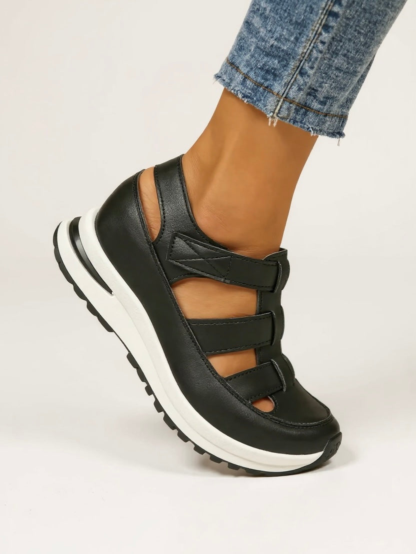 Women's Orthopedic Closed Toe Platform Sandals with Cutout Sections