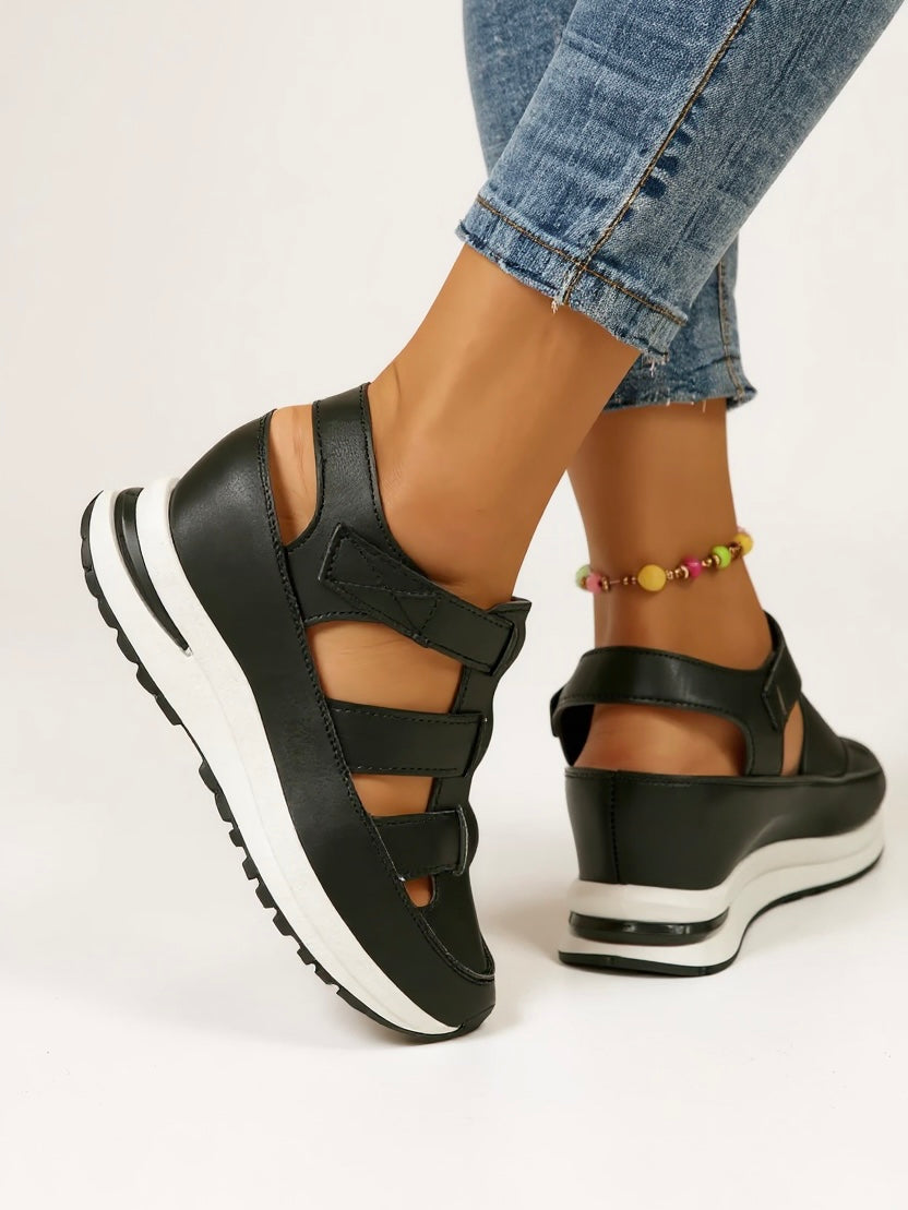 Women's Orthopedic Closed Toe Platform Sandals with Cutout Sections