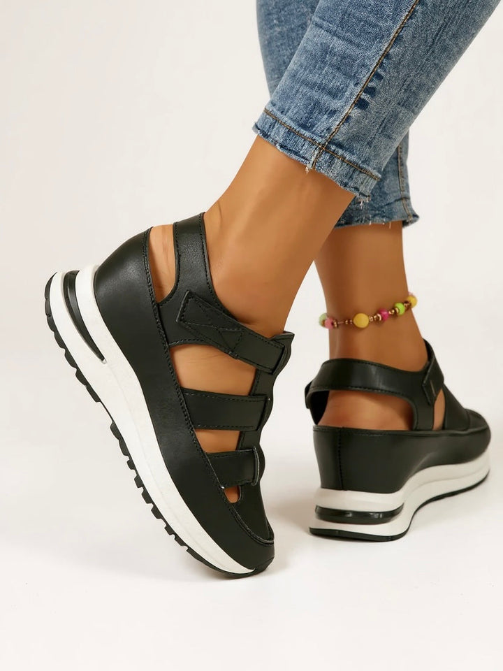 Women's Orthopedic Closed Toe Platform Sandals with Cutout Sections