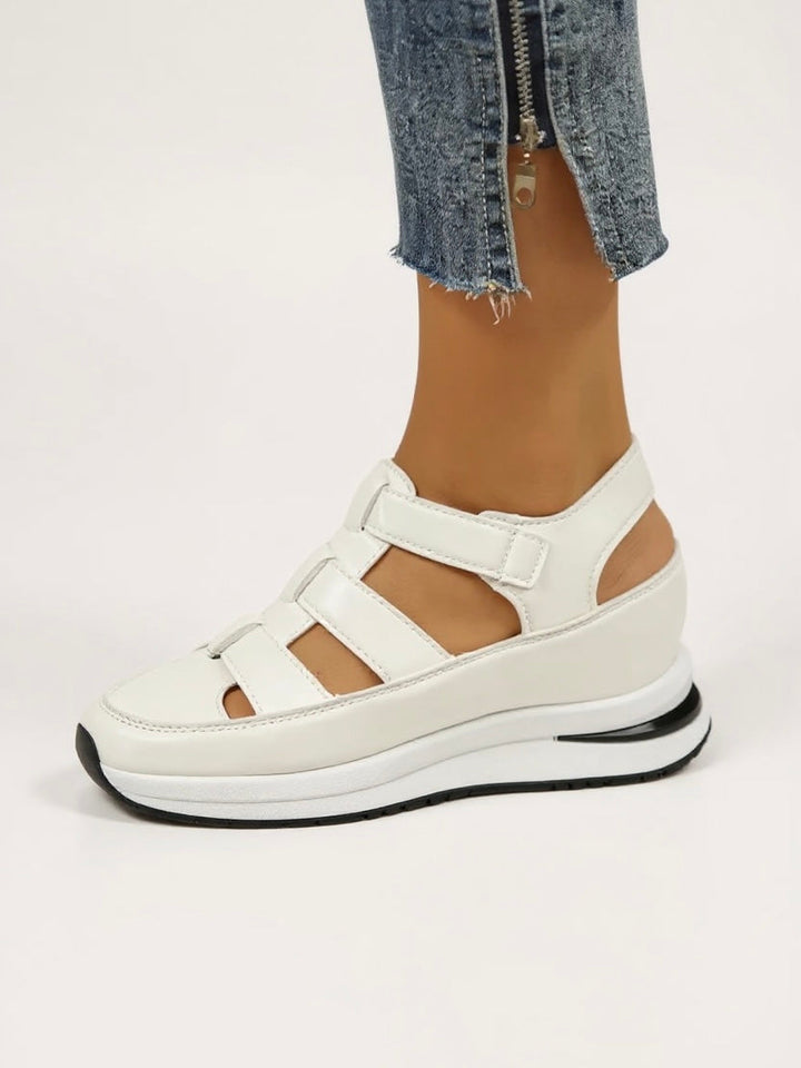 Women's Orthopedic Closed Toe Platform Sandals with Cutout Sections