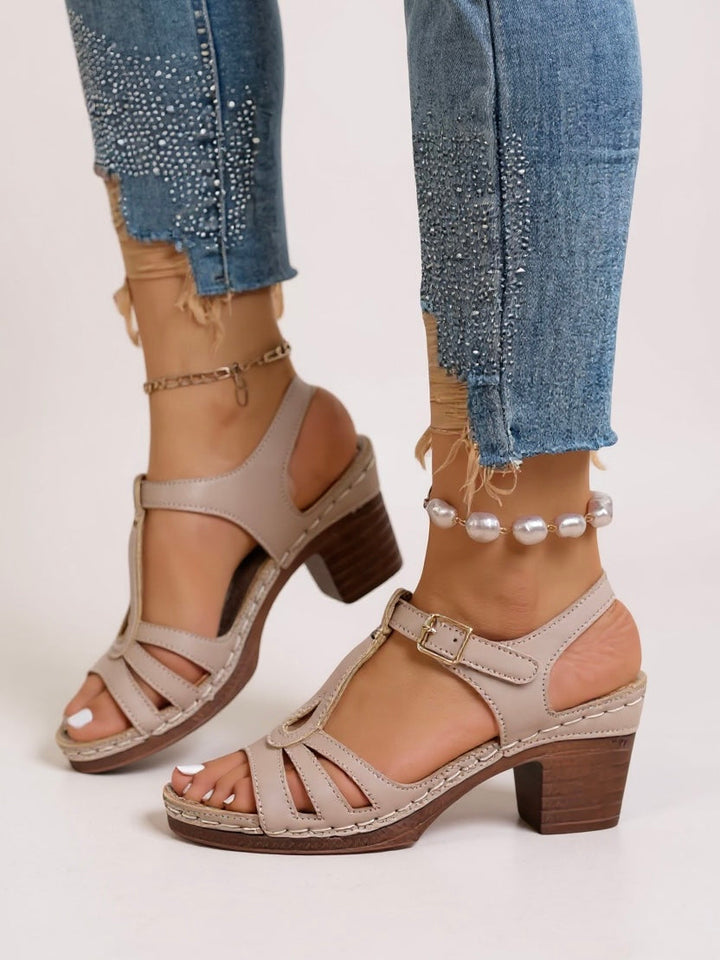Women's Open Toe Block Heel Sandals with Ankle Strap