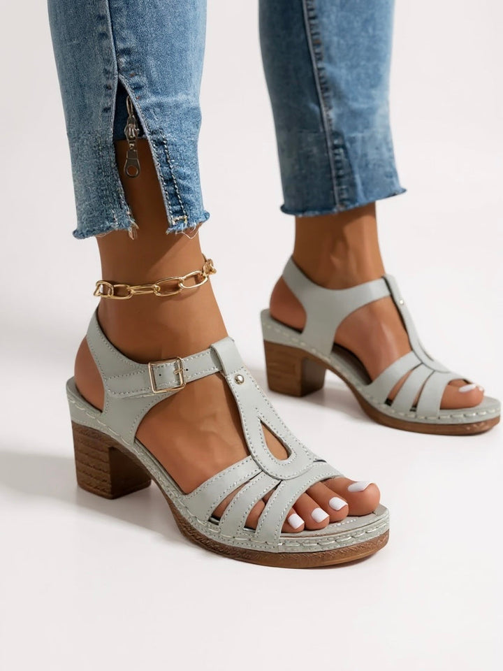 Women's Open Toe Block Heel Sandals with Ankle Strap