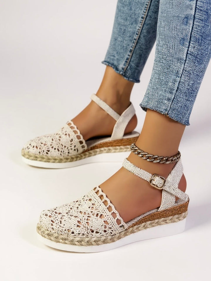 Women's Orthopedic Closed Toe Espadrille Sandals with Ankle Strap