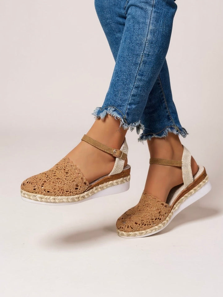 Women's Orthopedic Closed Toe Espadrille Sandals with Ankle Strap