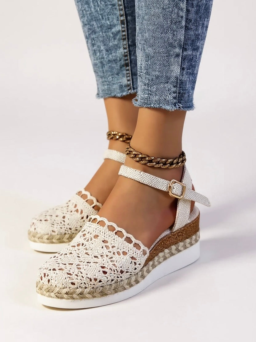 Women's Orthopedic Closed Toe Espadrille Sandals with Ankle Strap