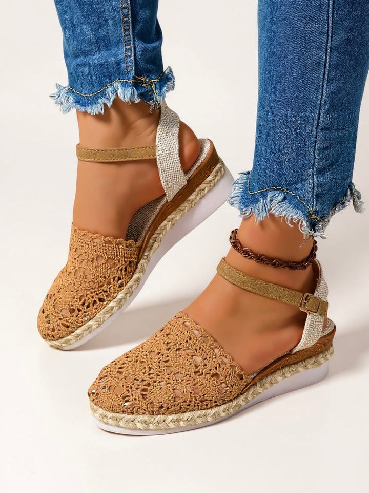 Women's Orthopedic Closed Toe Espadrille Sandals with Ankle Strap