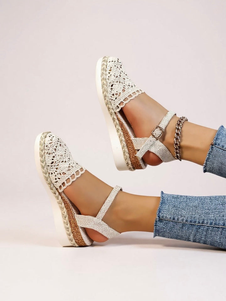 Women's Orthopedic Closed Toe Espadrille Sandals with Ankle Strap
