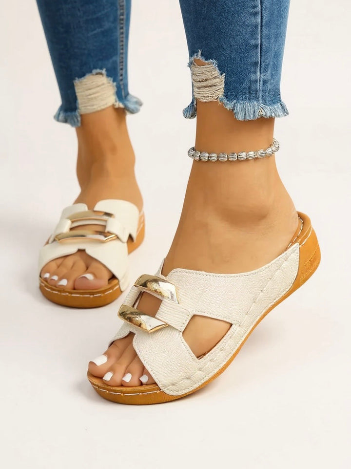 Women's Orthopedic Open Toe Slide Sandals with Cross Strap