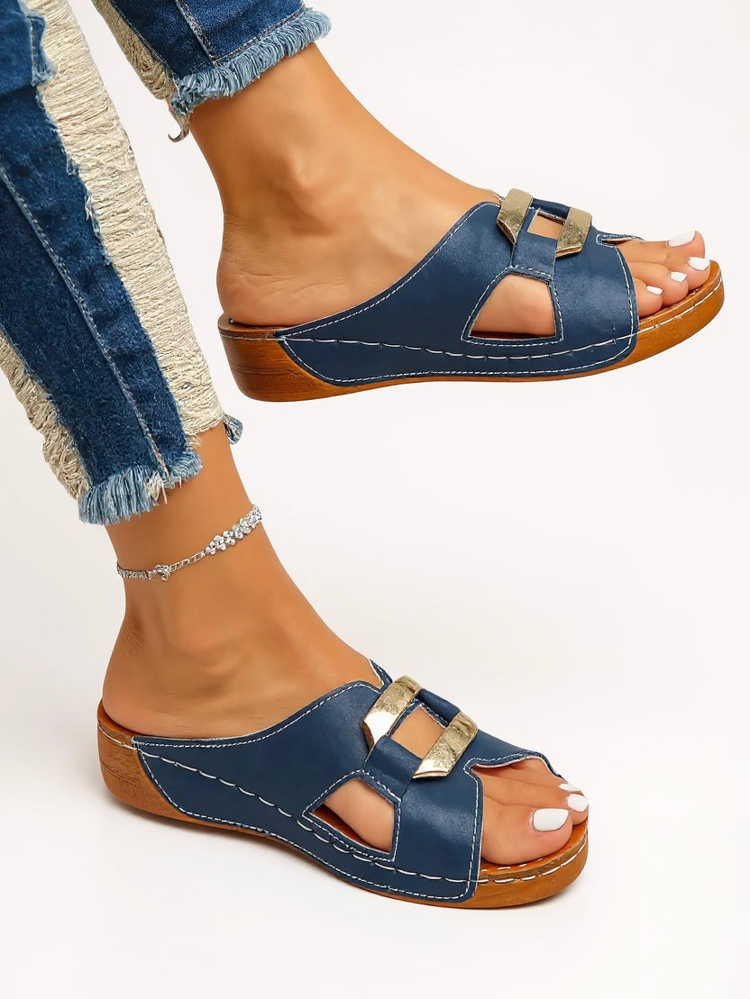 Women's Orthopedic Open Toe Slide Sandals with Cross Strap