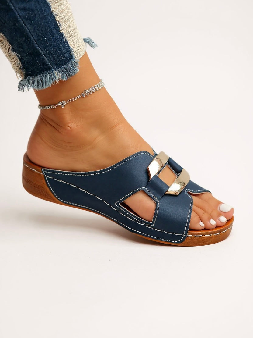 Women's Orthopedic Open Toe Slide Sandals with Cross Strap