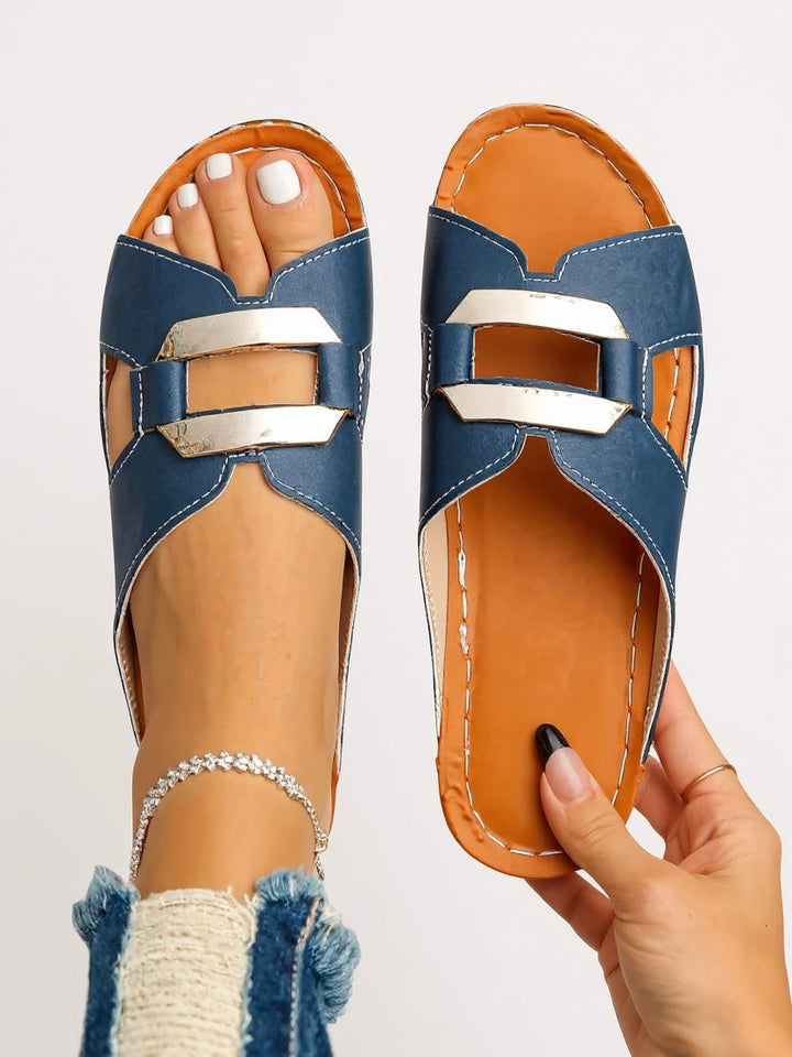 Women's Orthopedic Open Toe Slide Sandals with Cross Strap