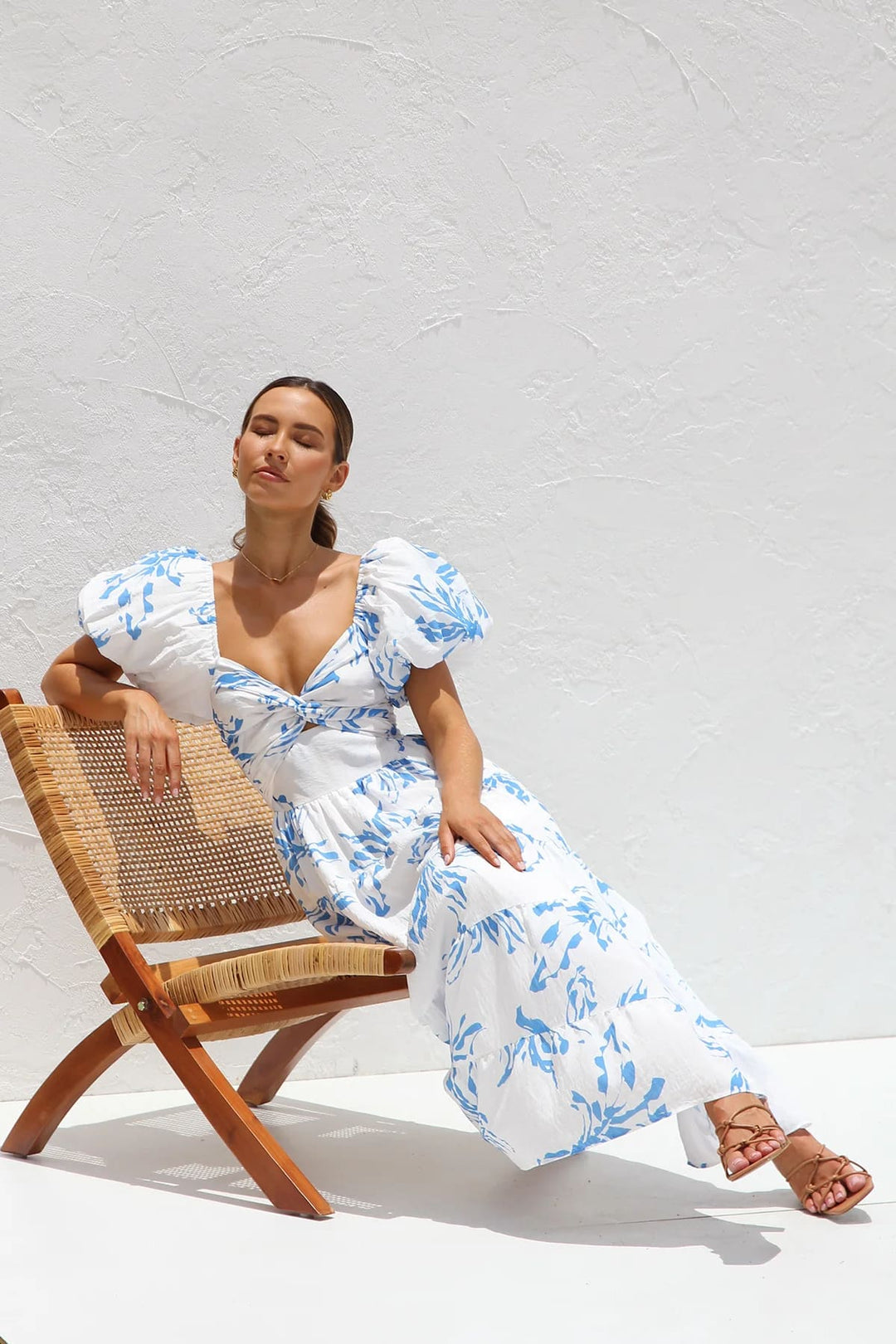 Mabel | Midi Summer Dress with Floral Print and Puff Sleeves