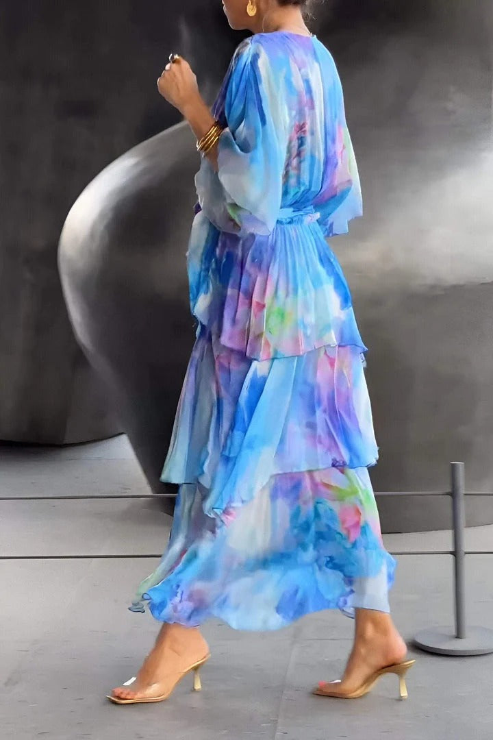 Polly | Cocktail Maxi Dress Layered Multicolor
