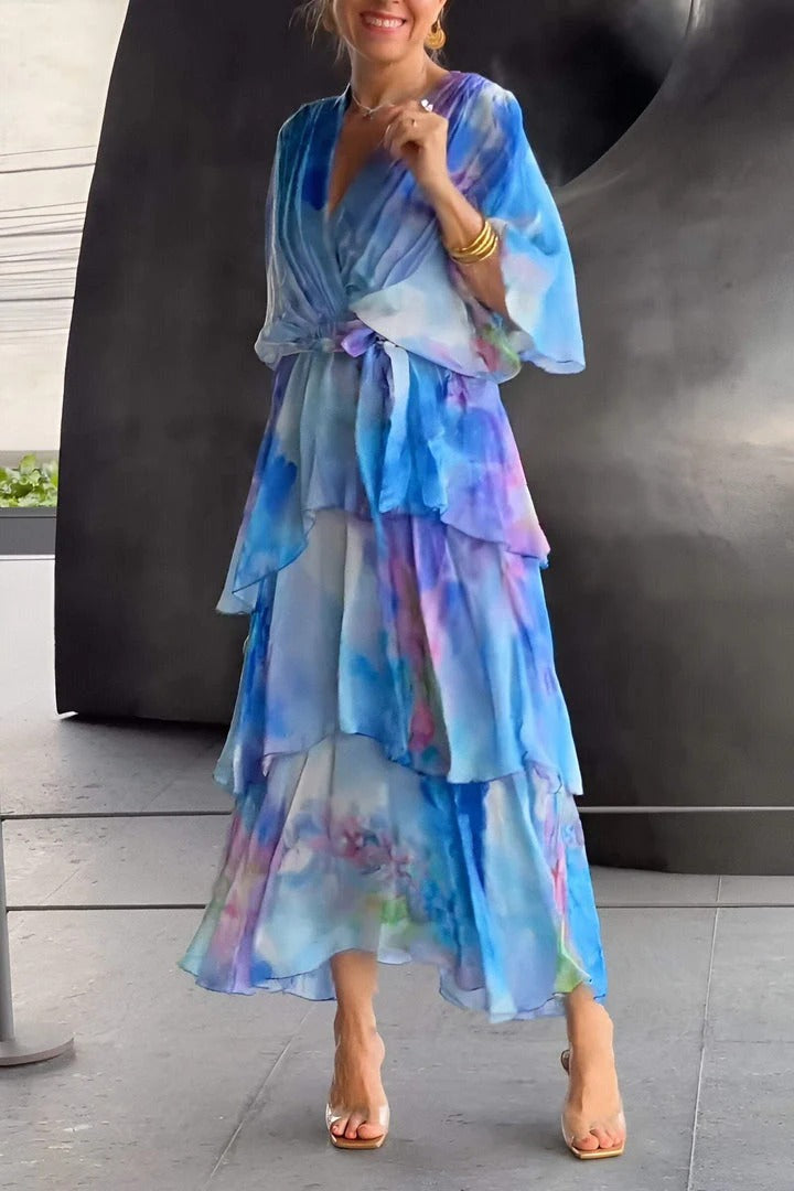 Polly | Cocktail Maxi Dress Layered Multicolor