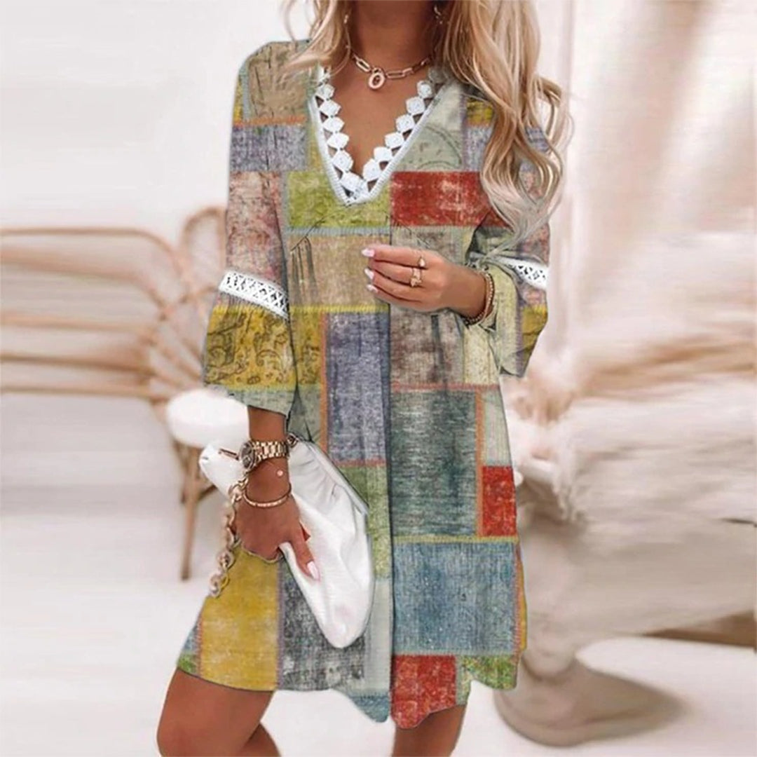 Leah | Mini Summer Dress with Boho Print and V-Neck