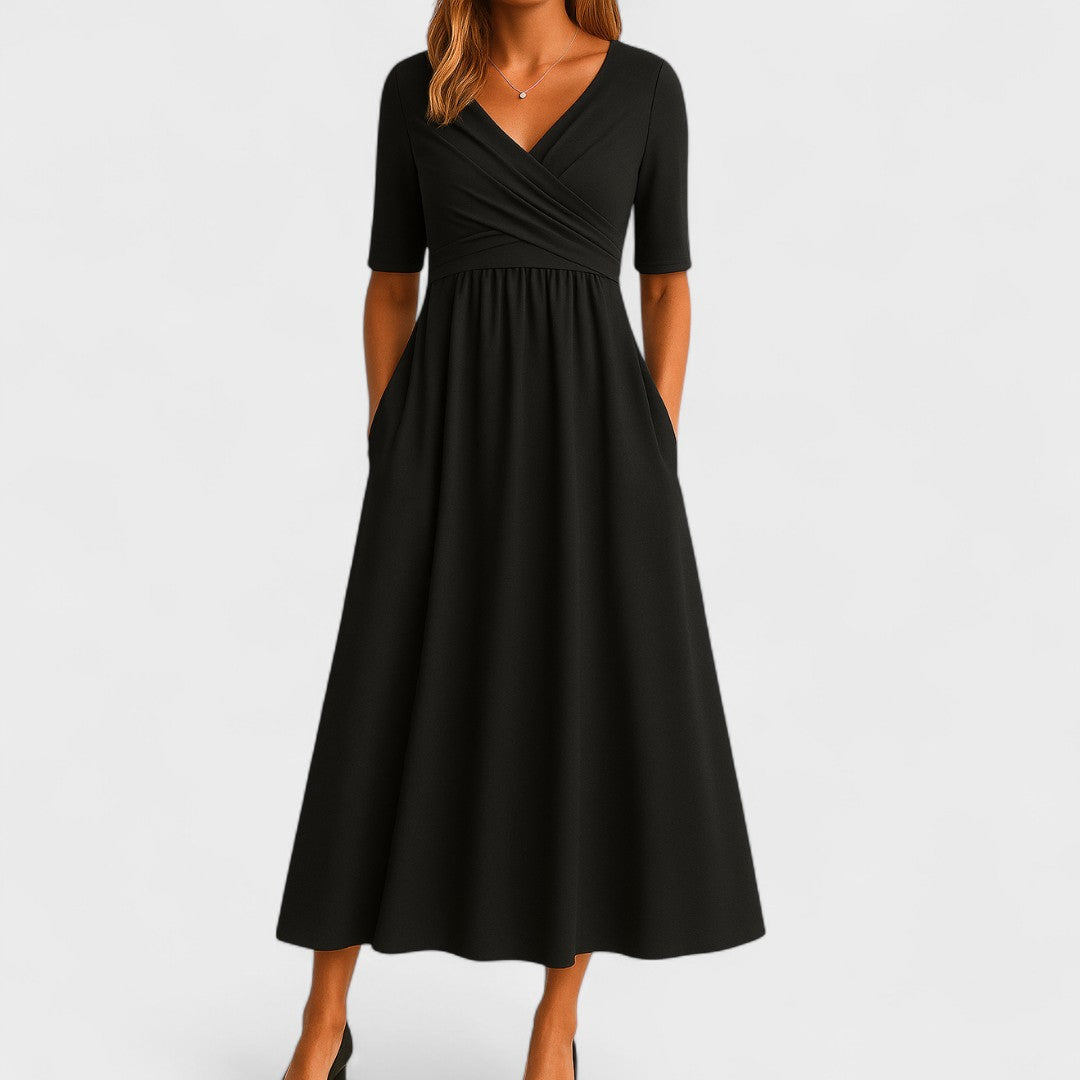 Jessica | Midi Summer Dress with V-Neck Wrap