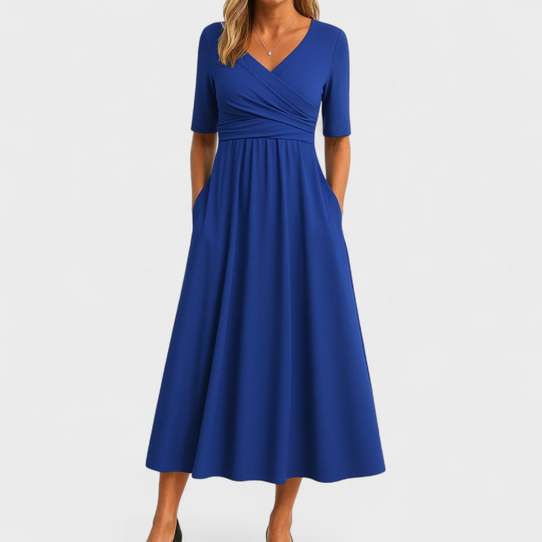 Jessica | Midi Summer Dress with V-Neck Wrap