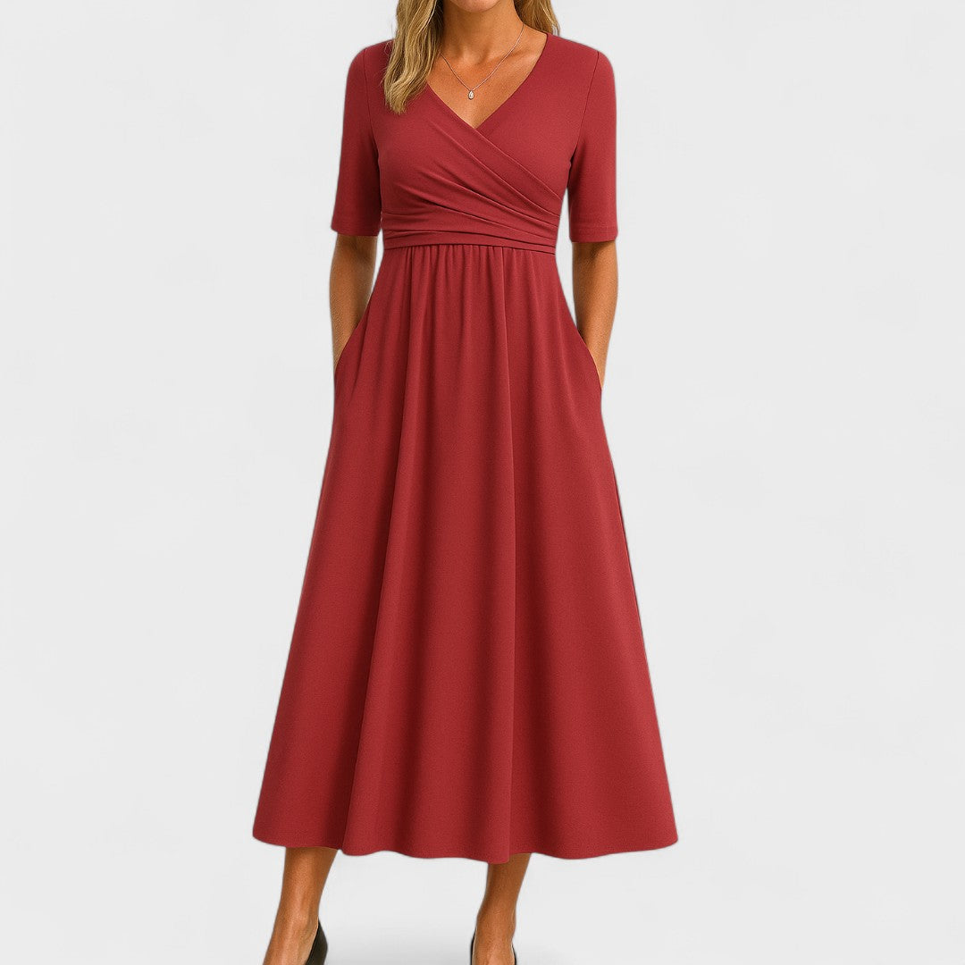 Jessica | Midi Summer Dress with V-Neck Wrap
