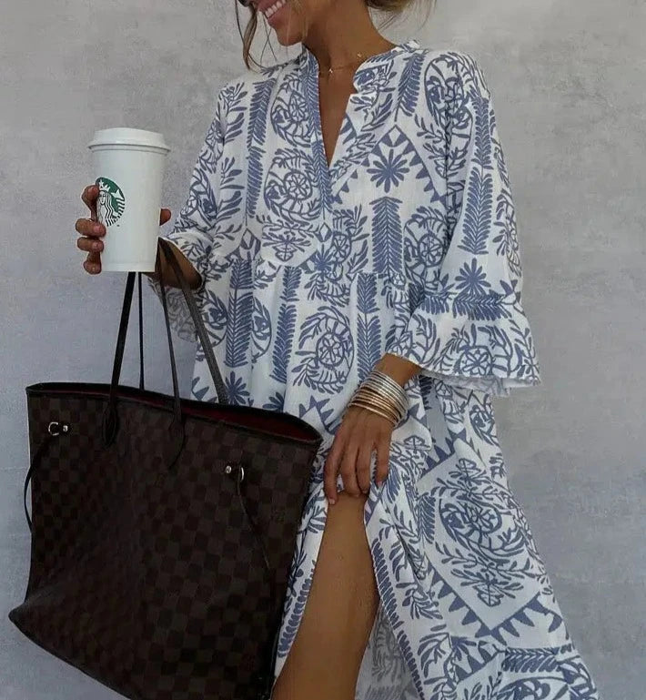 Eleanor | Mini Summer Dress with Boho Print and Flared Sleeves