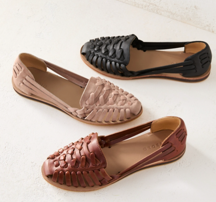 Women's Orthopedic Huarache Flat Sandals with Woven Strap