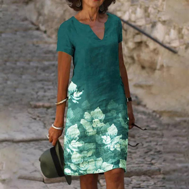 Hannah | Midi Summer Dress with Floral Print and V-Neck