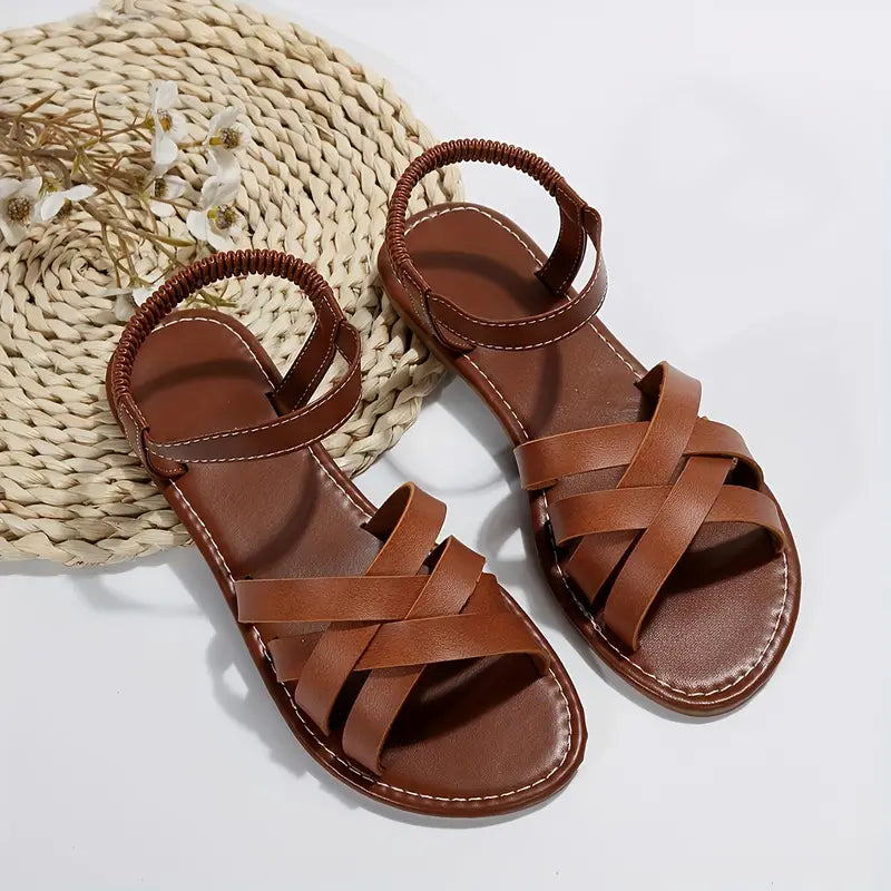 Women's Orthopedic Strappy Flat Sandals with Ankle Strap