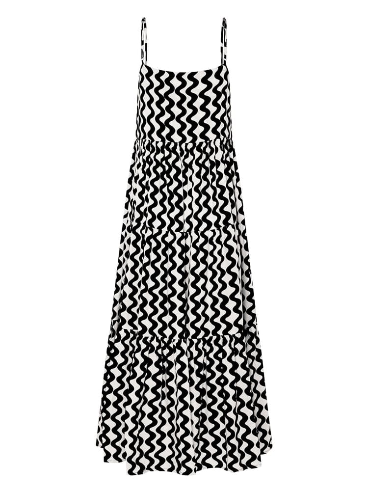 Diana | Maxi Summer Dress with Geometric Print and Spaghetti Straps