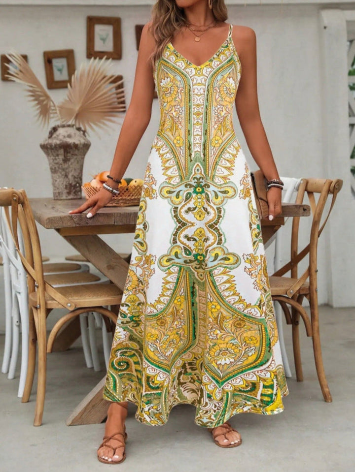Fiona | Boho Floral Maxi Dress Paisley V-Neck