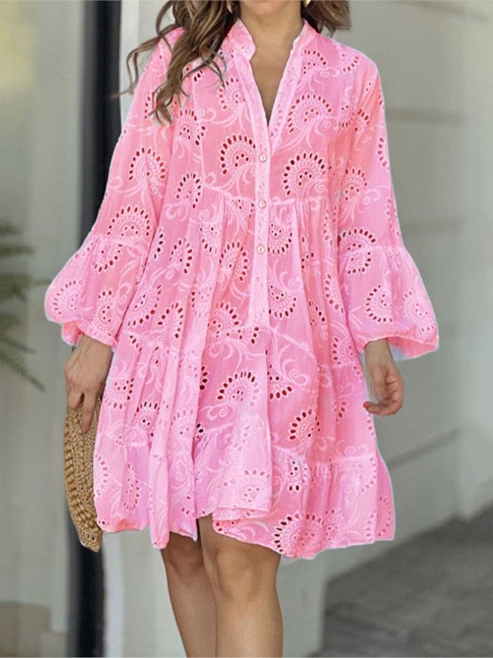 Fawna | Mini Summer Dress with V-Neck and Embroidered Detail