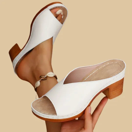 Maeve | Orthopedic Block Heel Mules with Open Toe