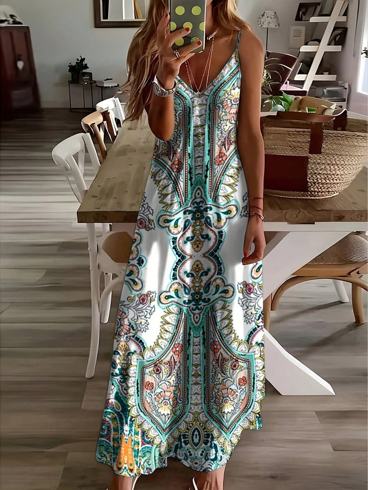 Violet | Boho Floral Maxi Dress Paisley V-Neck