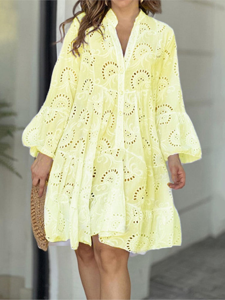 Fawna | Mini Summer Dress with V-Neck and Embroidered Detail