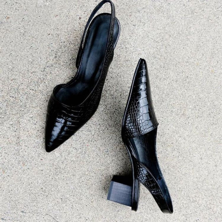 Women's Slingback Sandals with Low Heel and Pointed-Toe