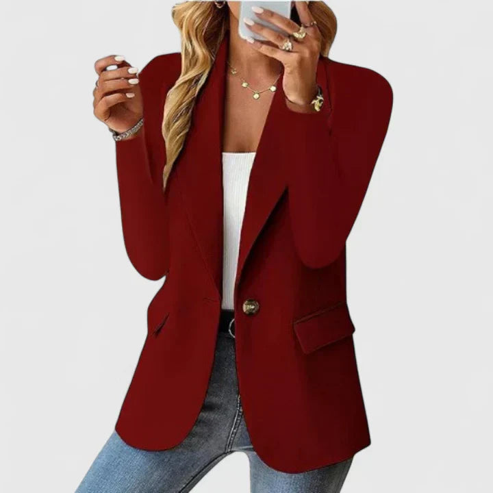 Cara | Single Button Blazer with Lapel and Long Sleeves