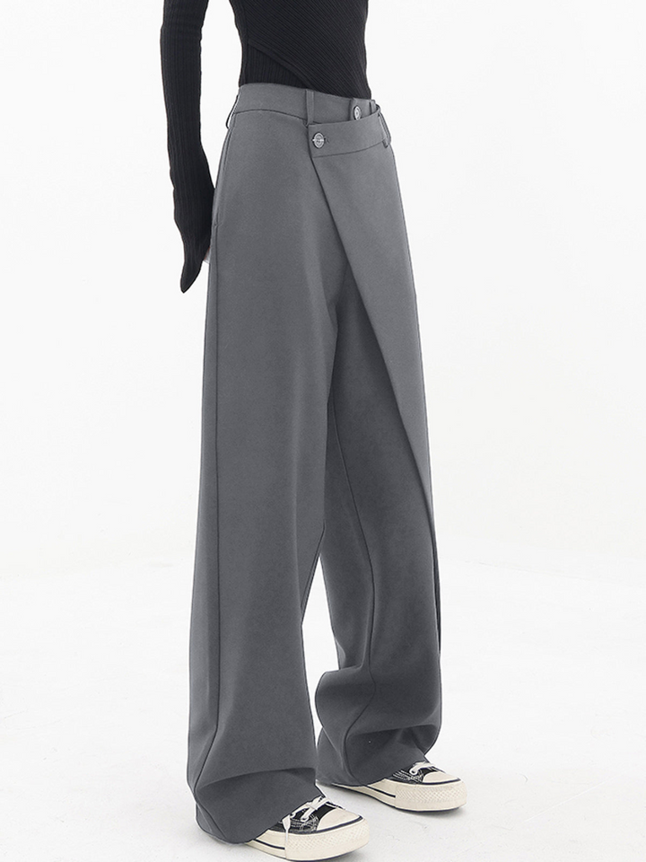 Iris | Wide Leg Trousers with High Waist and Wrap Front