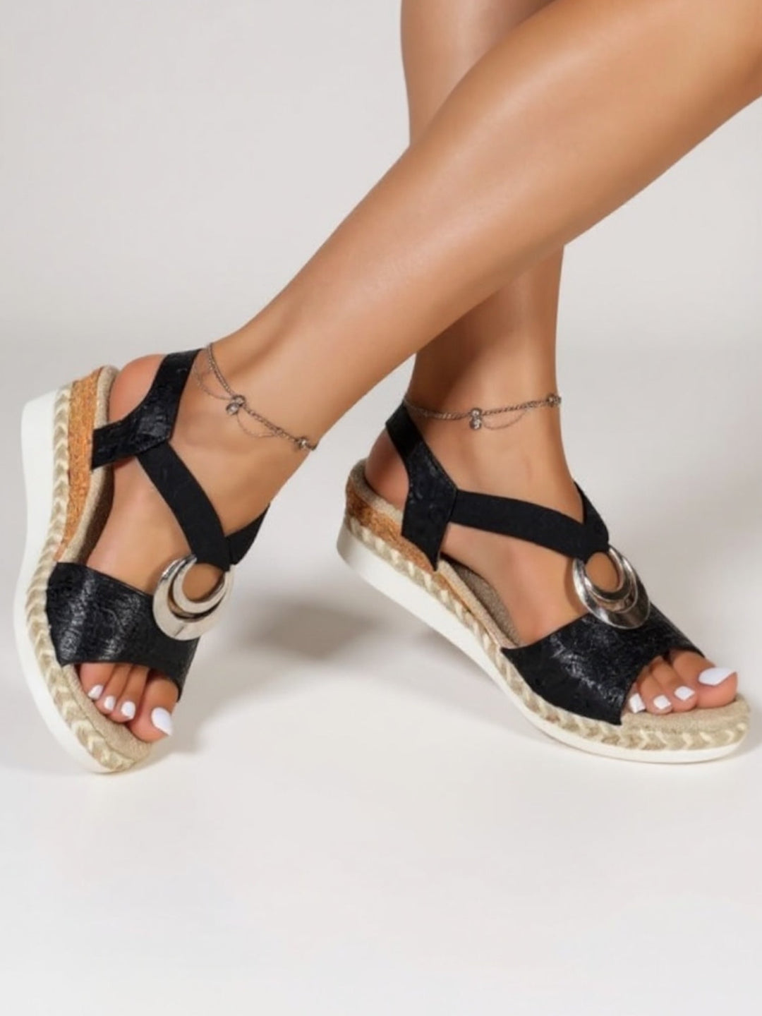 Women's Orthopedic Slingback Platform Sandals with Wide Strap