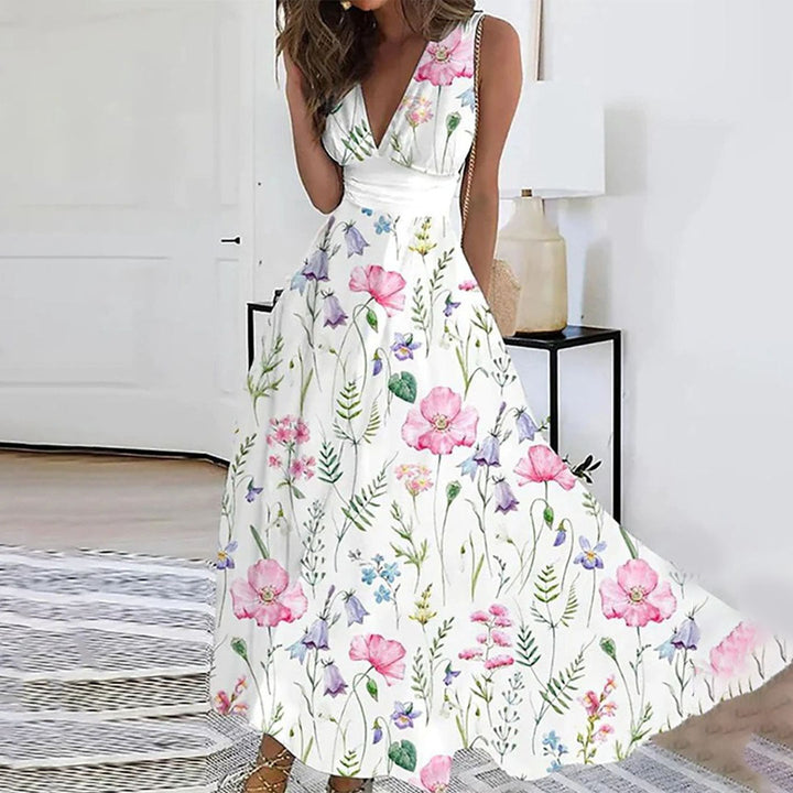Ivy | Maxi Summer Dress with Floral Print and V-Neck