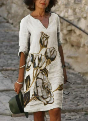 Hailey | Midi Summer Dress with Boho Print