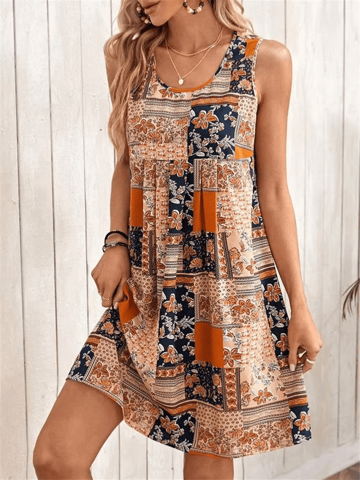 Abigail | Mini Summer Dress with Boho Print and A-line Skirt