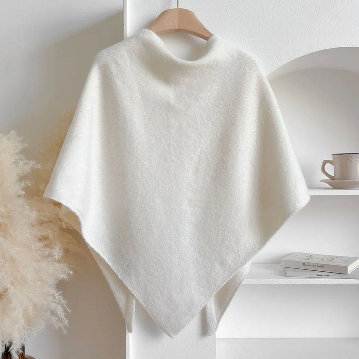 Women's Draped Wrap Poncho Shawl with Front Tie