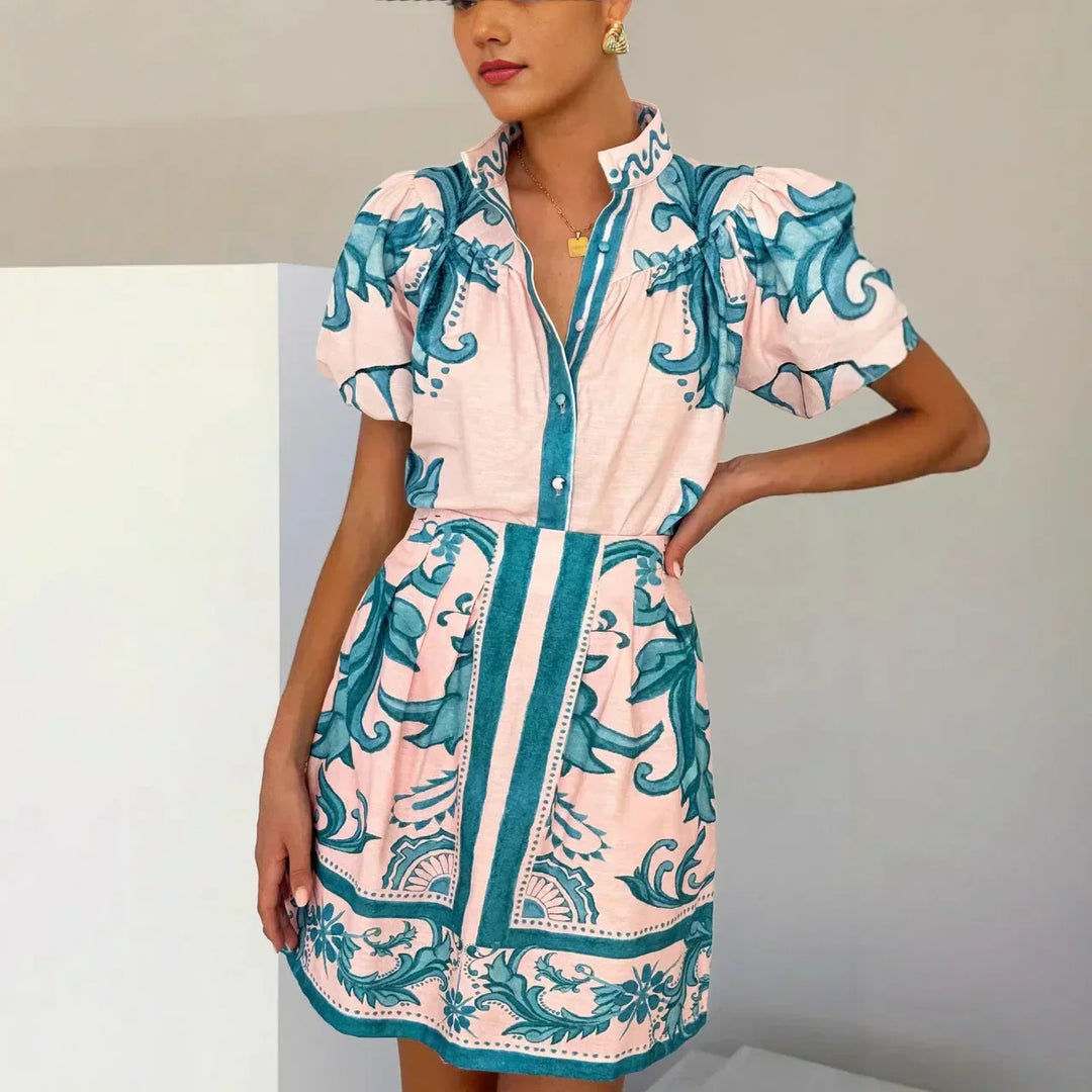 Isla | Floral Summer Mini Dress Puff Sleeve