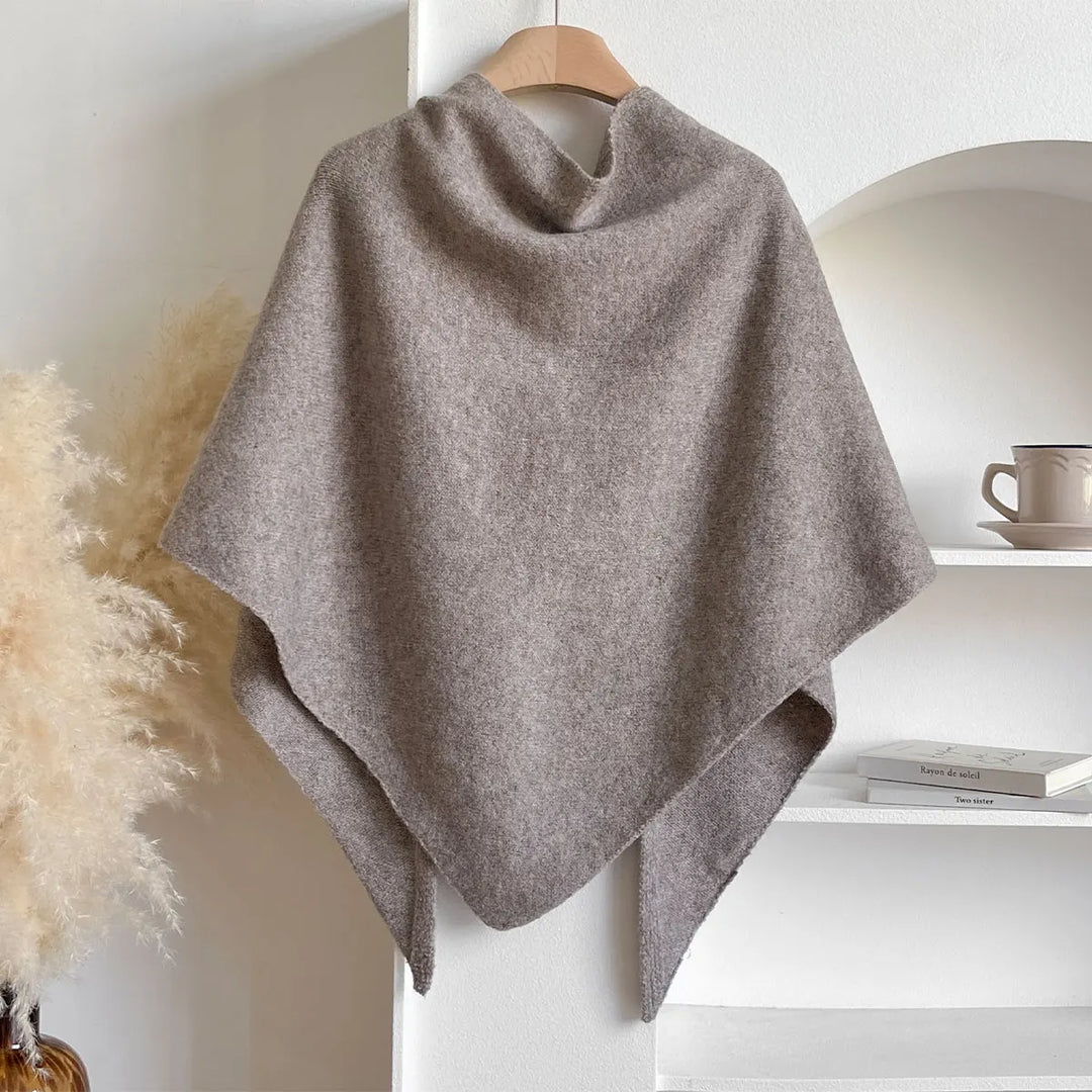 Women's Draped Wrap Poncho Shawl with Front Tie