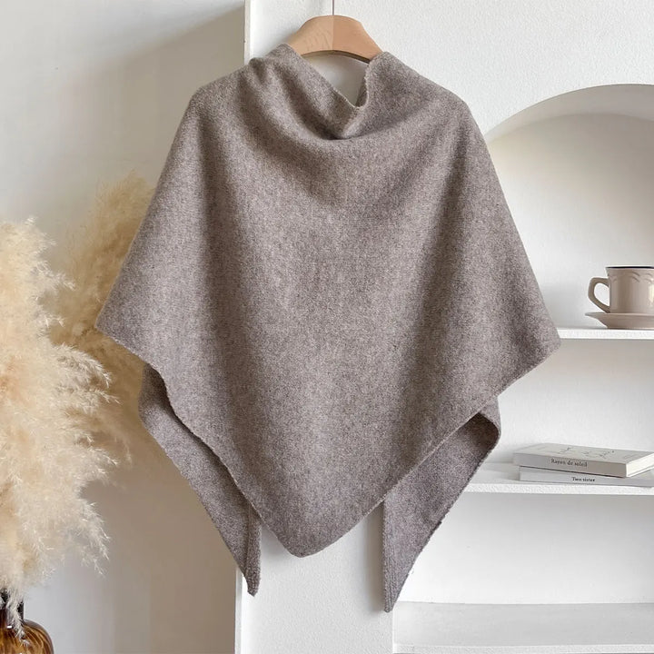 Women's Draped Wrap Poncho Shawl with Front Tie