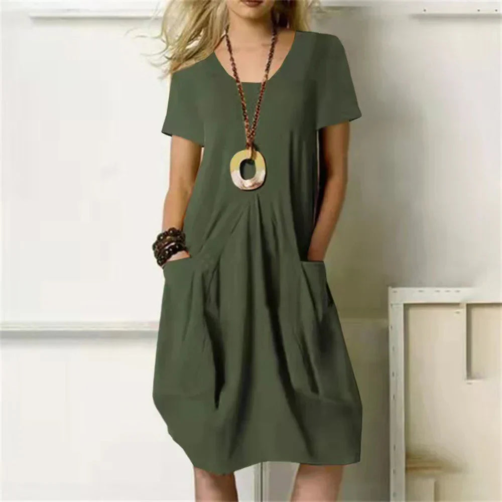 Sharon | Mini Summer Dress with Round Neck and Side Pockets