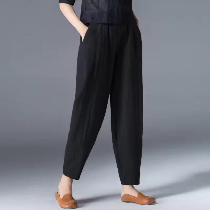 Meg | Tapered Trousers with Elastic Waist and Side Pockets