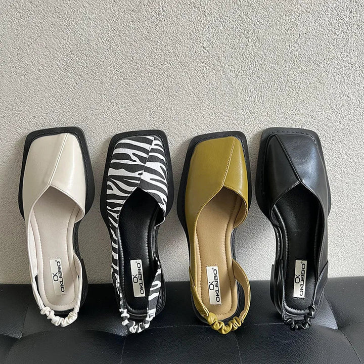 Women's Orthopedic Slingback Flats with Square Toe