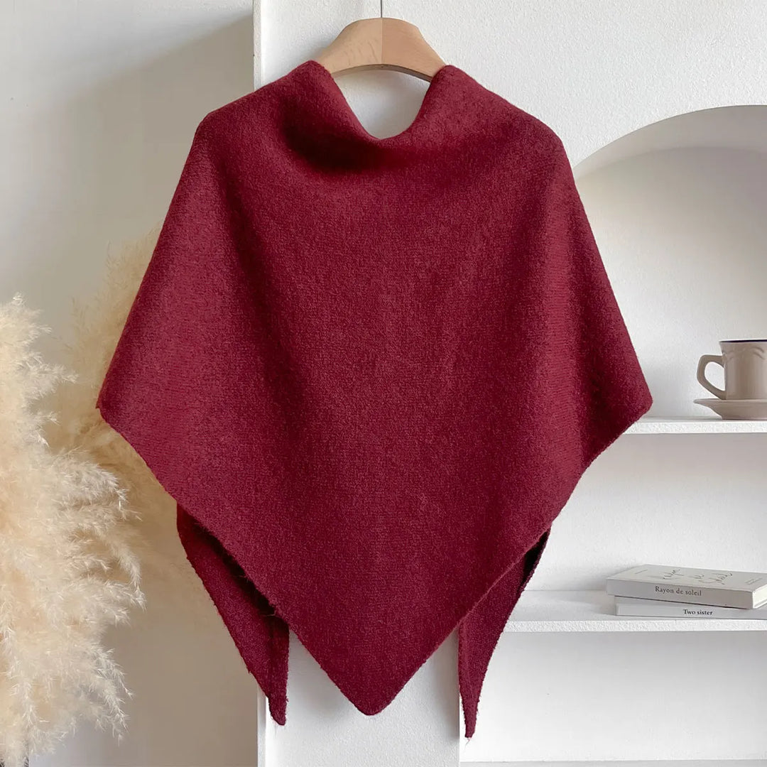 Women's Draped Wrap Poncho Shawl with Front Tie