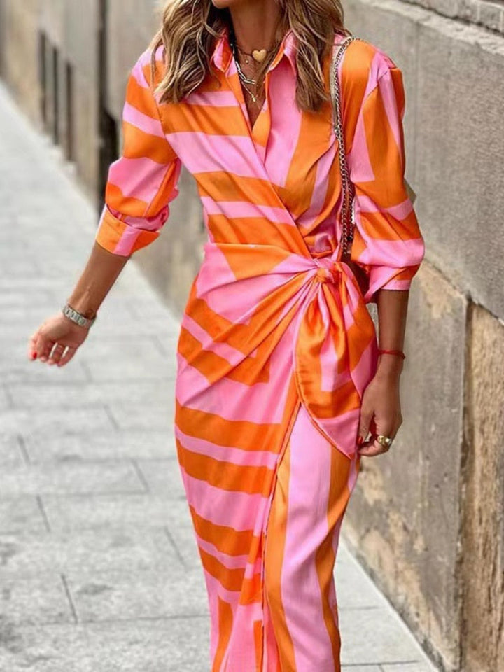 Amy | Maxi Wrap Dress with Striped Print