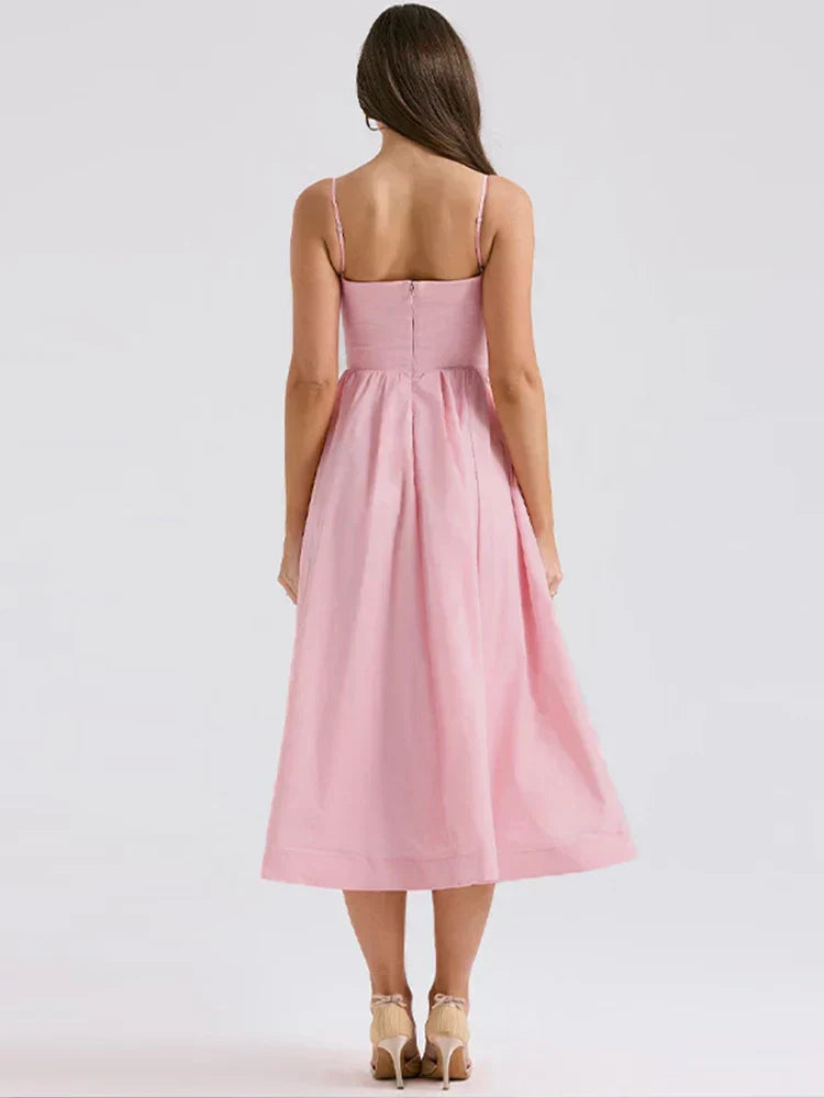 Jovie | Midi Summer Dress with Sweetheart Neck and A-Line Skirt