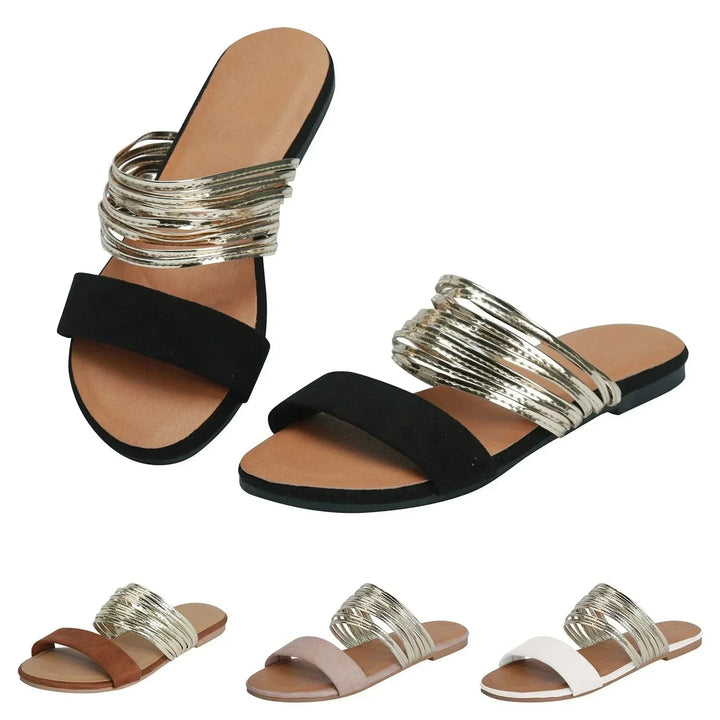 Women's Orthopedic Multi Strap Slide Sandals with Open Toe